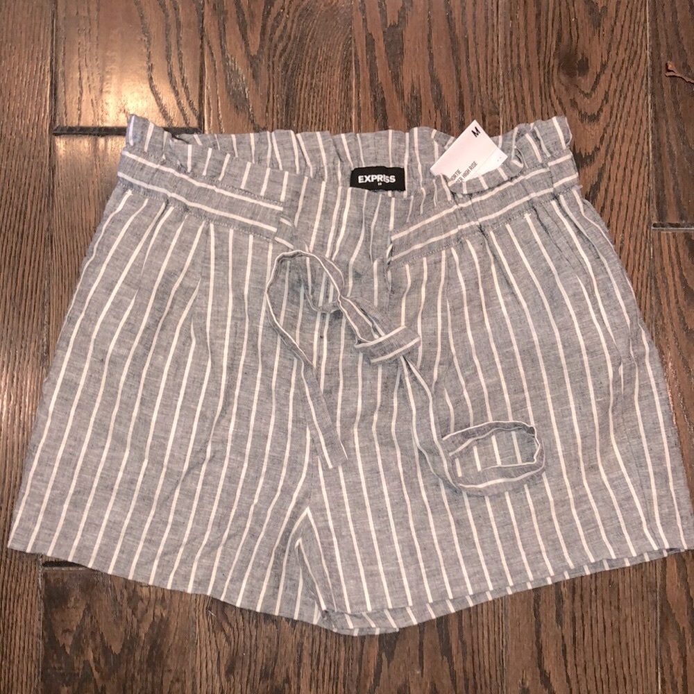 Express super high rise shortie striped shorts new with tags size medium